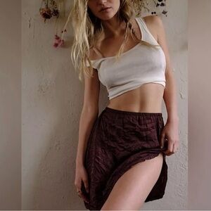 NWT Intimately Free People Small Crinkle Half Slip‎ Mini Skirt Plum Prune